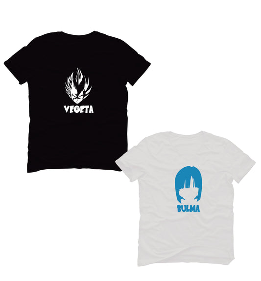 PLAYERAS DUO DRAGON BALL - VEGETA Y BULMA